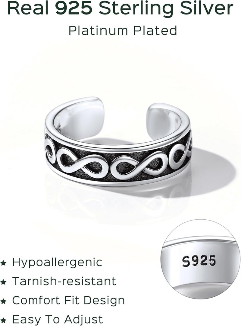 ChicSilver Toe Rings for Women 925 Sterling Silver Toe Ring Hypoallergenic Adjustable Open Rings for Women Summer Jewelry - Image 4